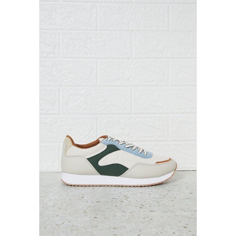 Women Beige Colour Block Trainers