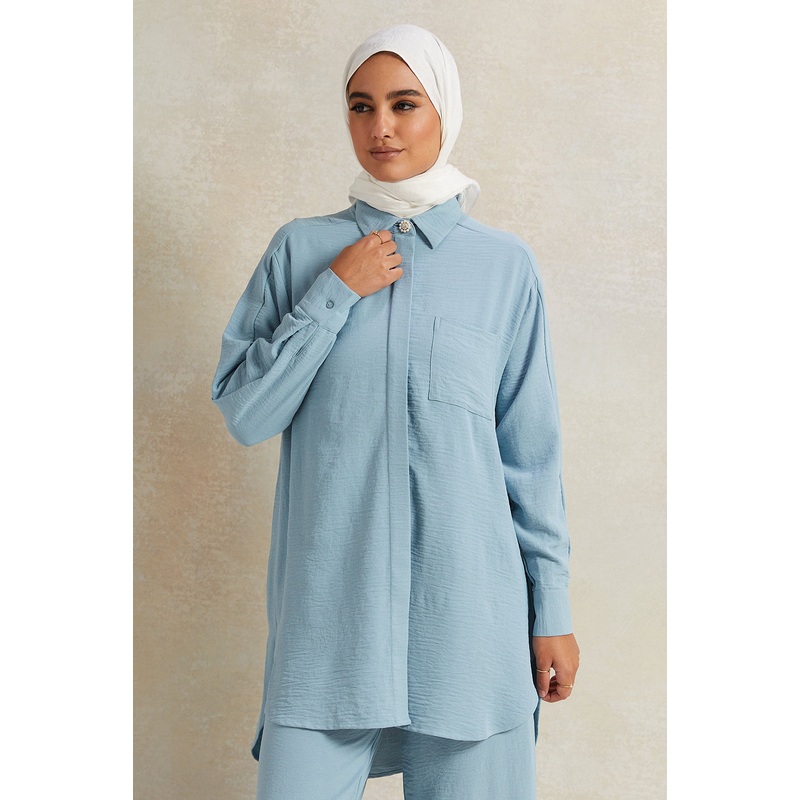 Women Blue Collared Shirt|UK8|UK10|UK12|UK14|UK16|UK18