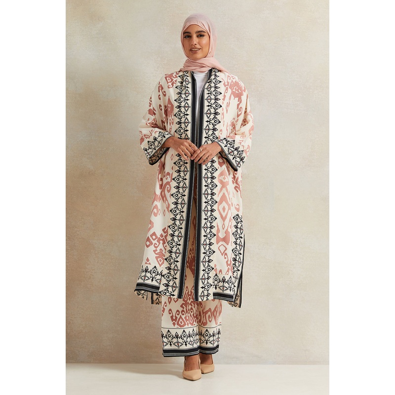 Women Cream Printed Kimono|UK8|UK10|UK12|UK14|UK16|UK18