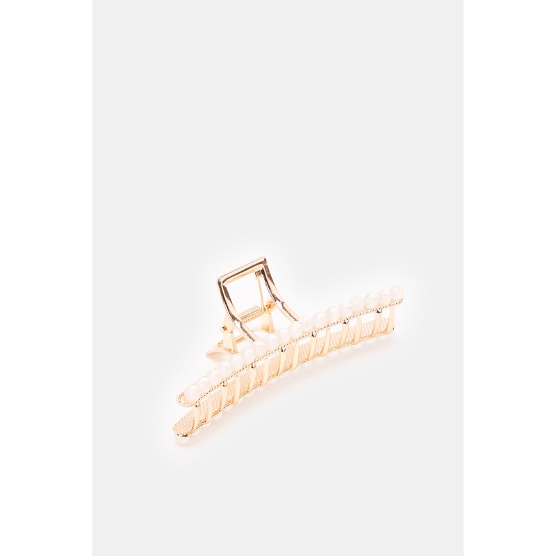 Women Gold Pearls Hair Claw
