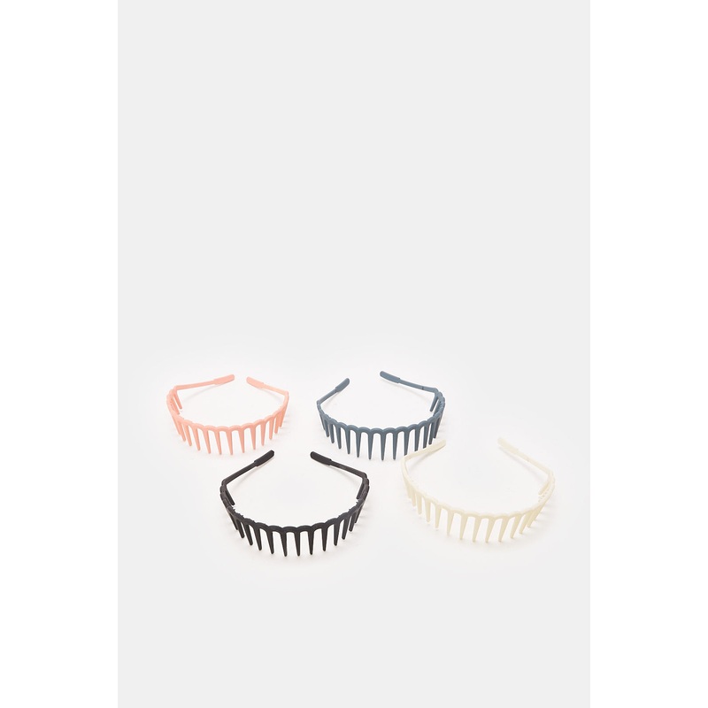 Women Plastic Tooth Head Band Set (4 Piece)