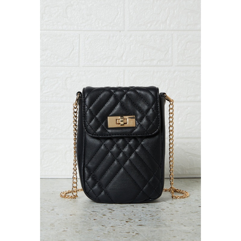 Black Quilted Ladies Mobile Sling