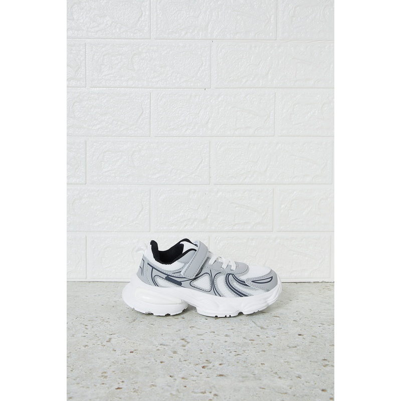Boys White And Grey Textured Trainers