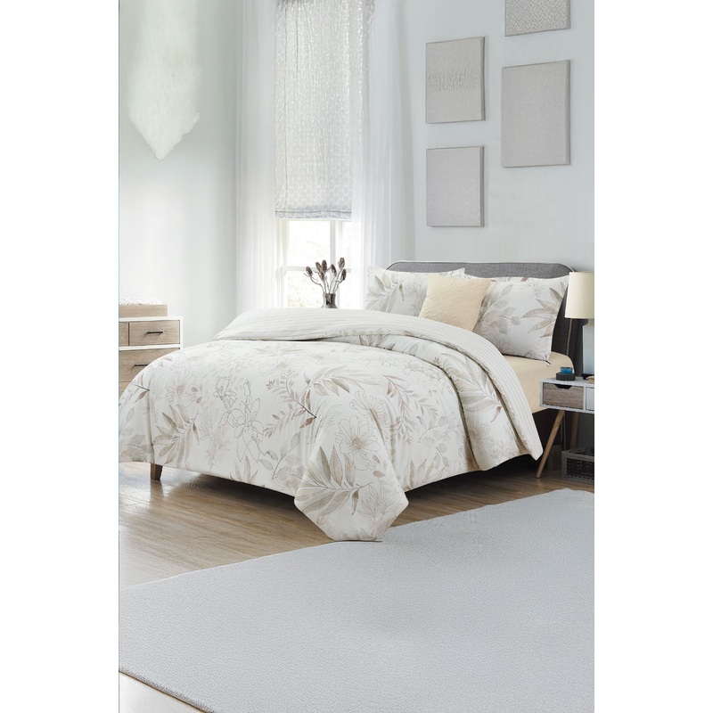 Grey Printed Comforter Set Of (5Piece)  (King Size)