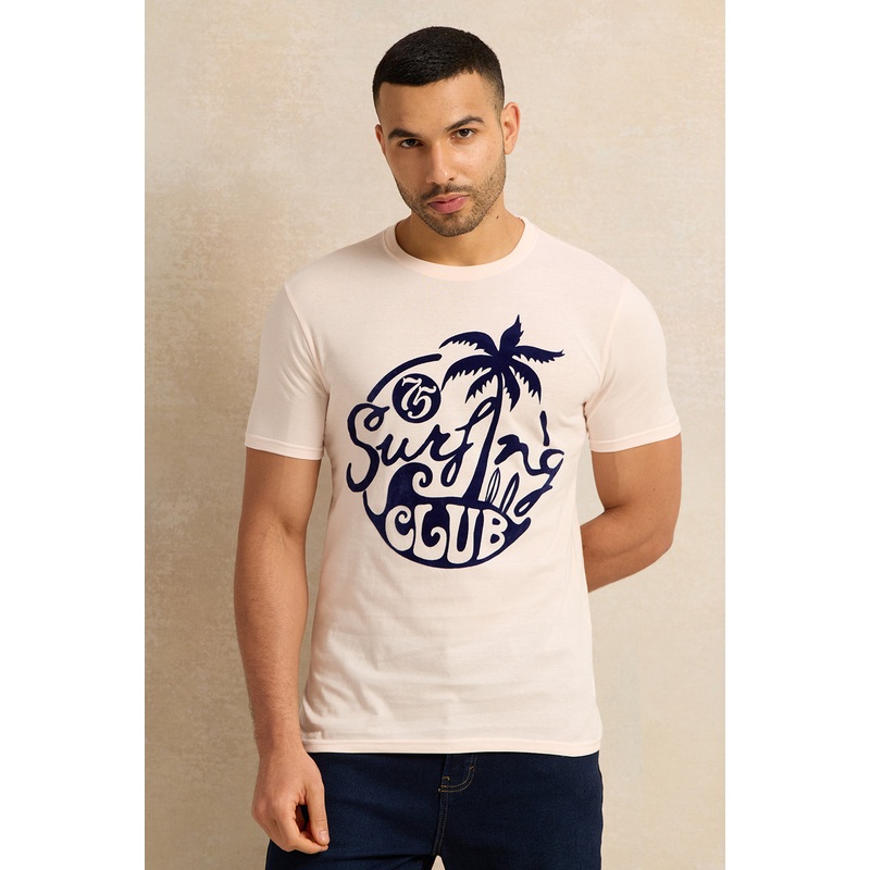 Men Apricot Printed T-Shirt|Small|Medium|Large|X-Large|XX-Large