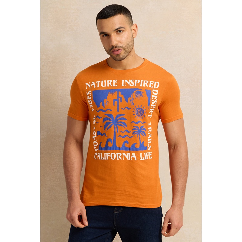 Men Orange Graphic T-Shirt|Small|Medium|Large|X-Large|XX-Large