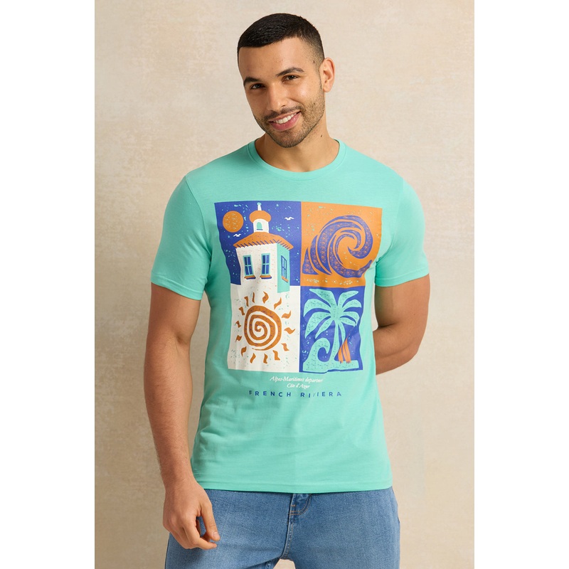 Men Teal Graphic T-Shirt|Small|Medium|Large|X-Large|XX-Large