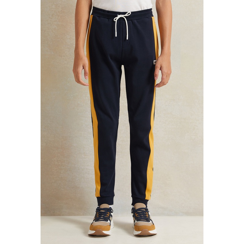 Senior Boys Black With Yellow Strip Jogger