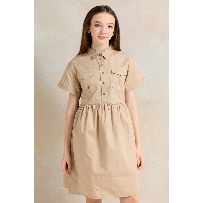 Senior Girls Beige Collared Drees