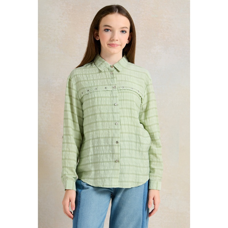 Senior Girls Green Embellished Shirt