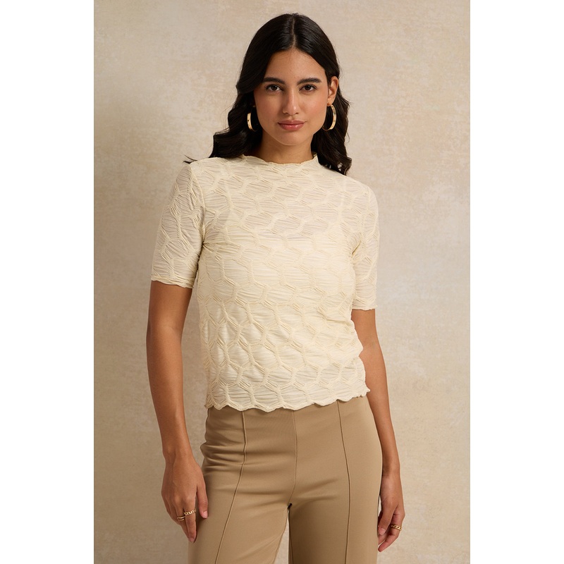 Women Beige Textured Knit Top|UK8|UK10|UK12|UK14|UK16|UK18