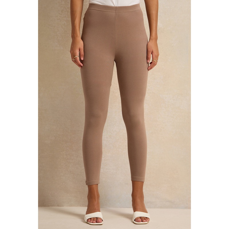 Women Brown Leggings Set (Pack Of 2)