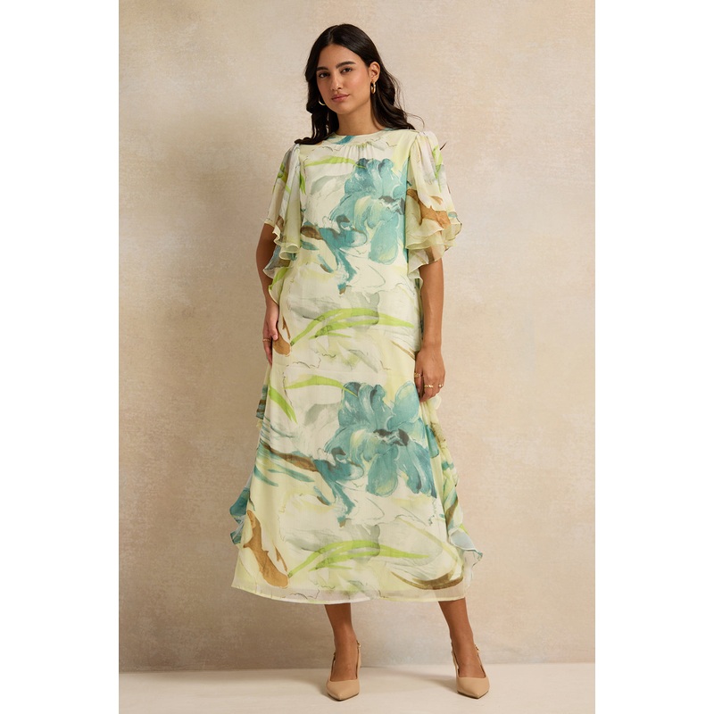Women Ivory Printed Kaftan Dress