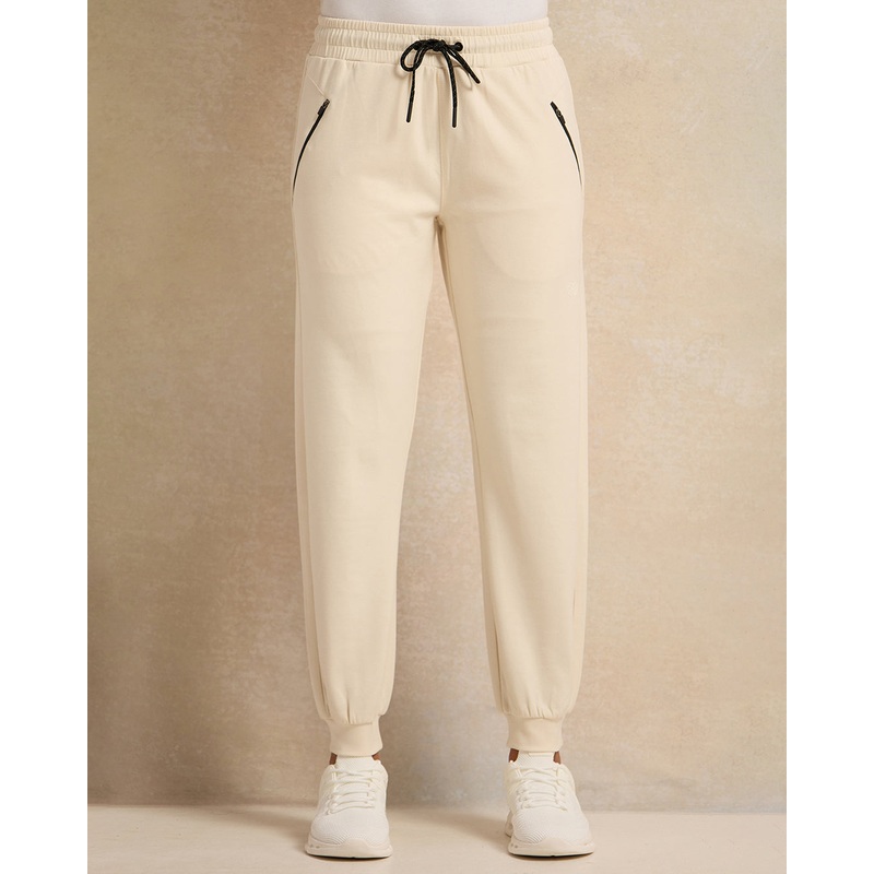 Women Ivory Zipper Active Pants