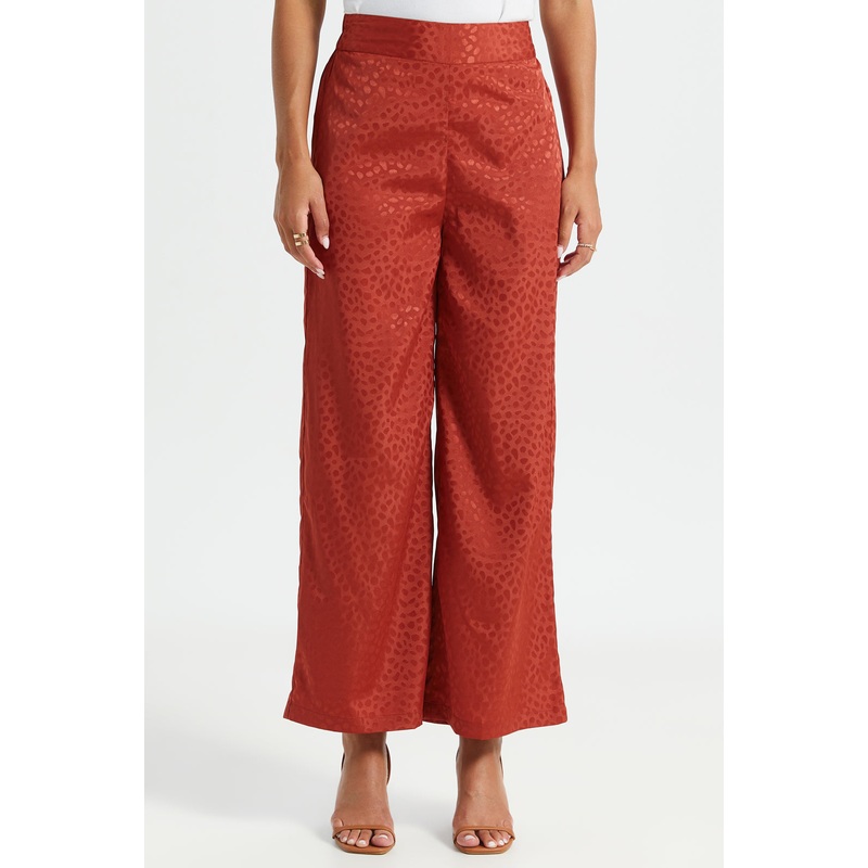 Women Red Jacquard Trousers|UK8|UK10|UK12|UK14|UK16|UK18