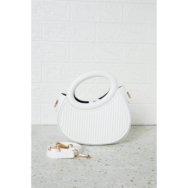 Women White Embossed Cross Body Bag
