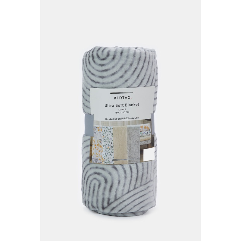 Grey Geometric Printed Blanket (Single Size)
