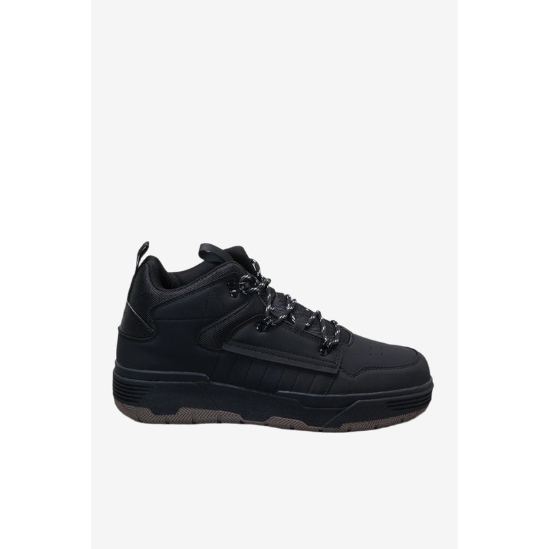 Men Black Material Block High-top Sneakers