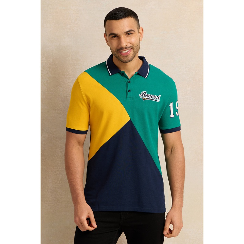 Men Multicolour Cut And Sew Polo Shirt
