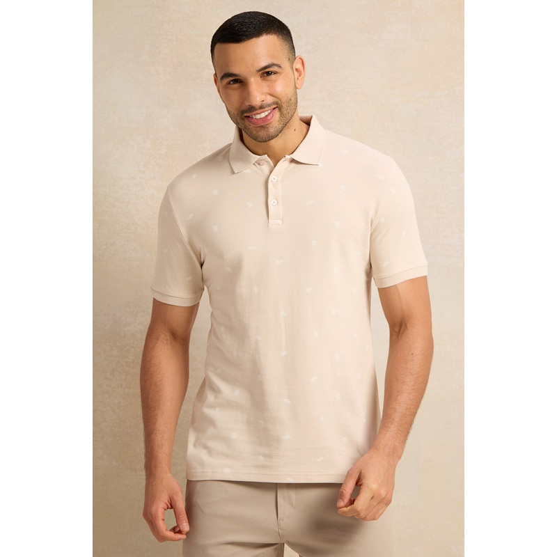 Men Pink All Over Print Polo Shirt