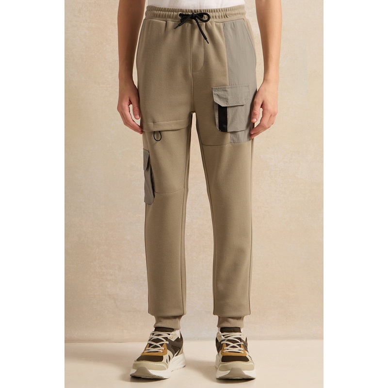 Senior Boys Grey And Beige Cargo Active Pants