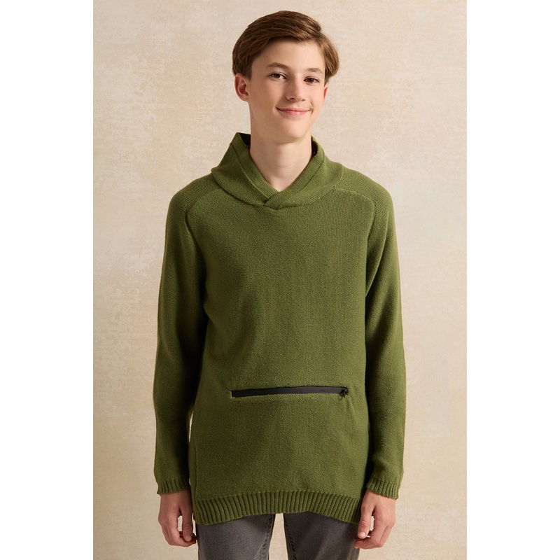 Senior Boys Olive Knitted Sweater