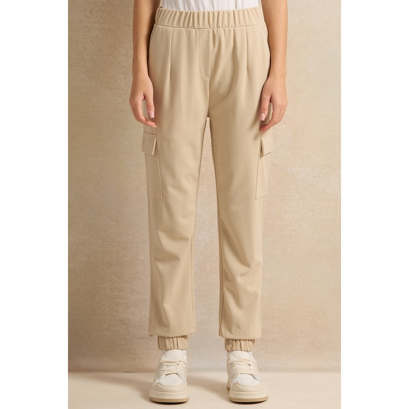 Senior Girls Beige Cargo Trousers