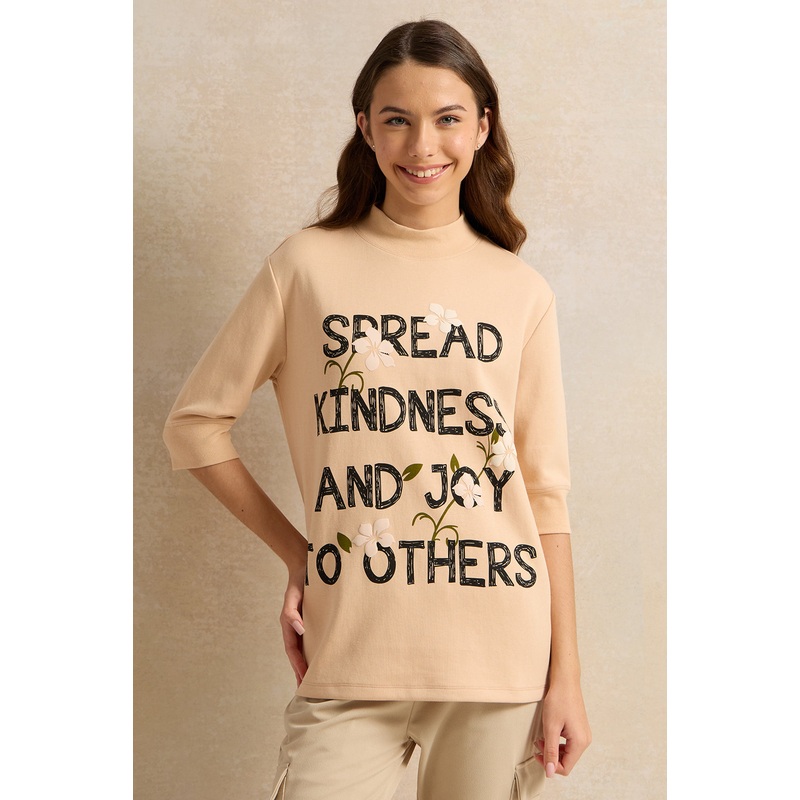 Senior Girls Beige Printed Top