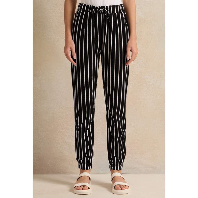 Senior Girls Black And White Striped Trousers