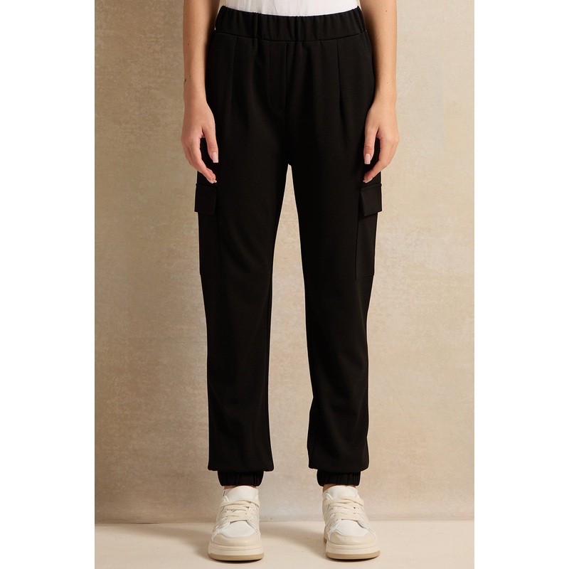 Senior Girls Black Cargo Trousers