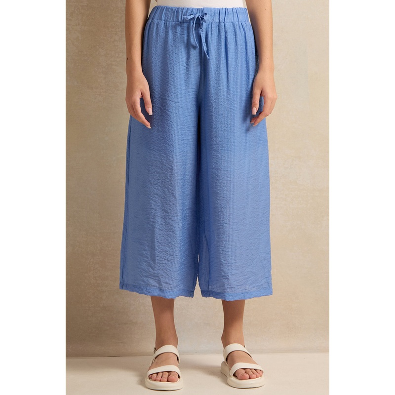 Senior Girls Blue Jacquard Wide Leg Trousers