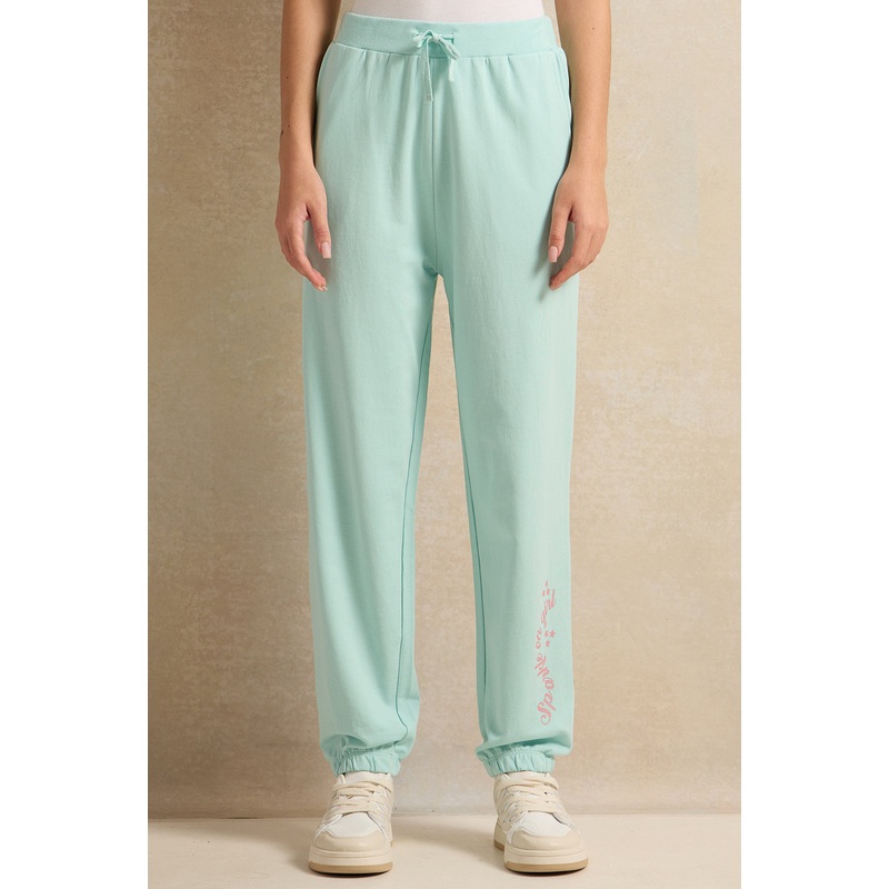 Senior Girls Mint Printed Track Pants