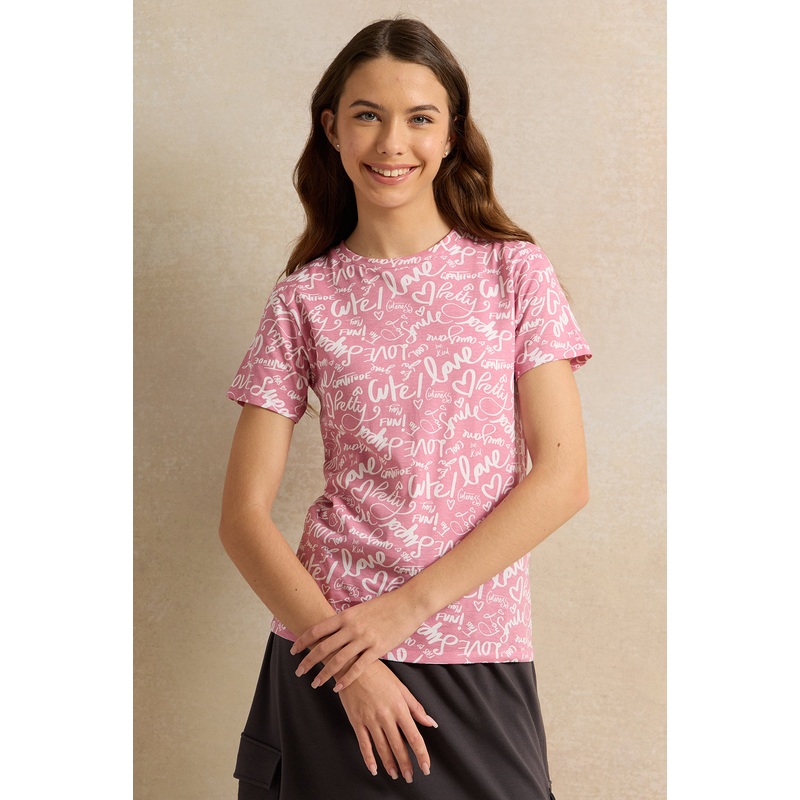 Senior Girls Pink Printed T-Shirts