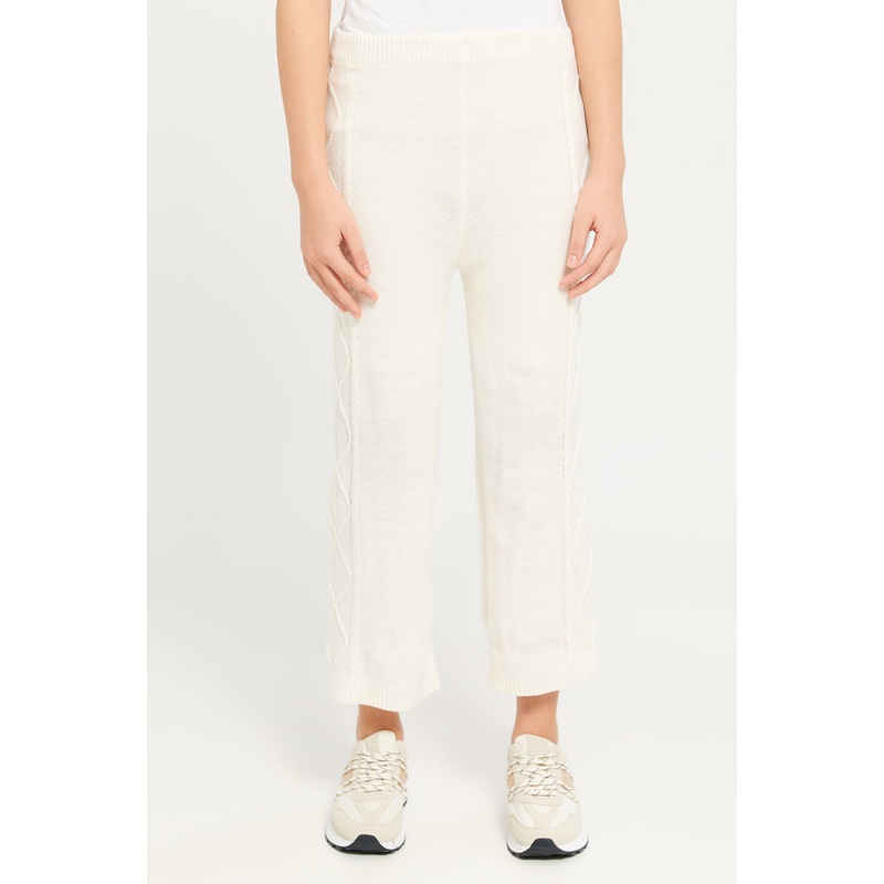 Senior Girls White Cable Knit Trousers