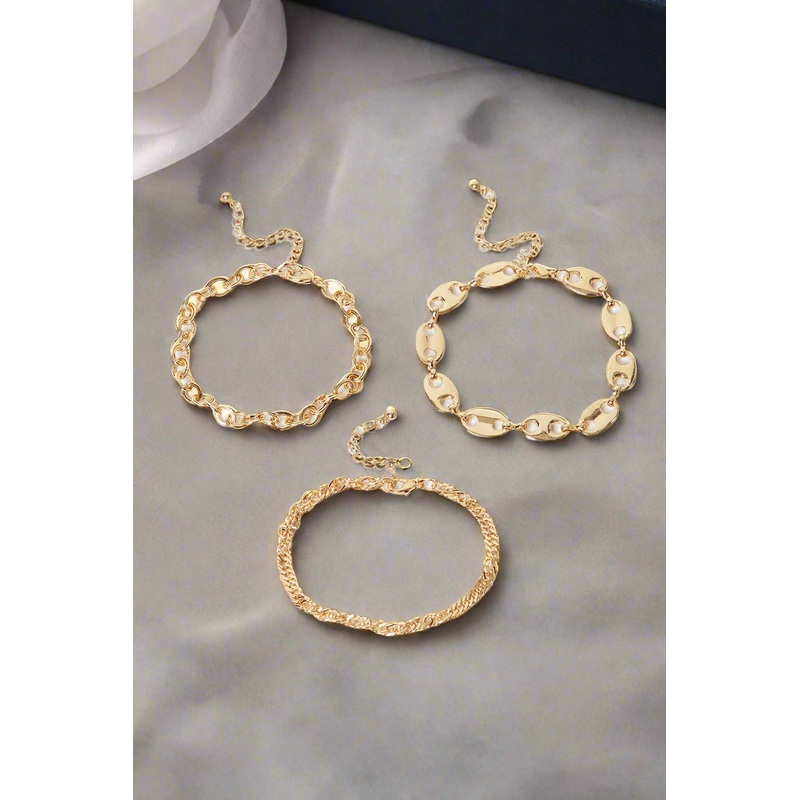 Women Gold Bracelets Set Of (3 Piece)