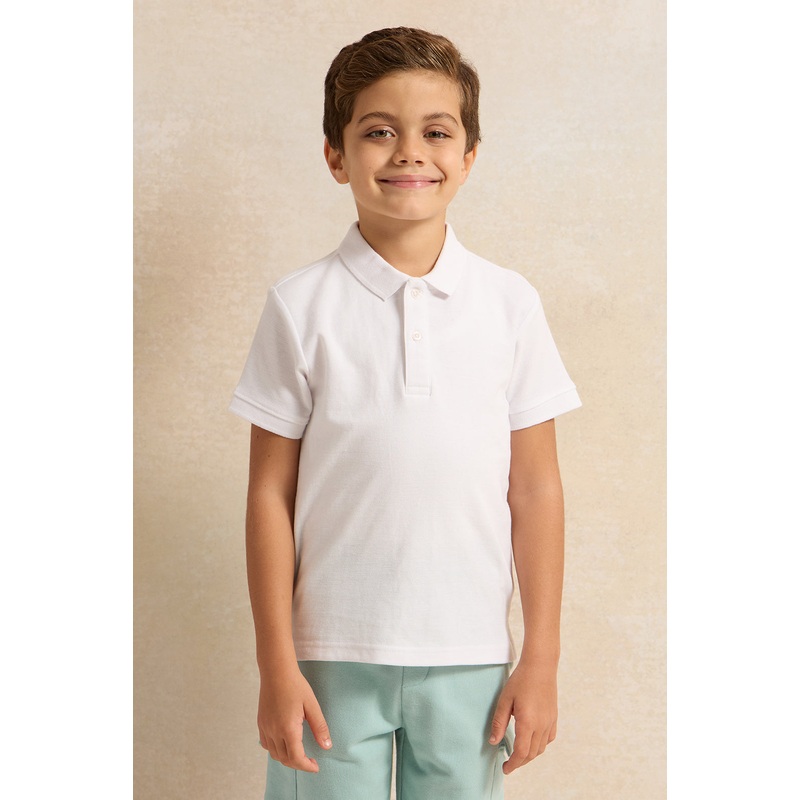 Boys White Basic Polo Shirt|2-3 Years|3-4 Years|4-5 Years|5-6 Years|6-7 Years|7-8 Years