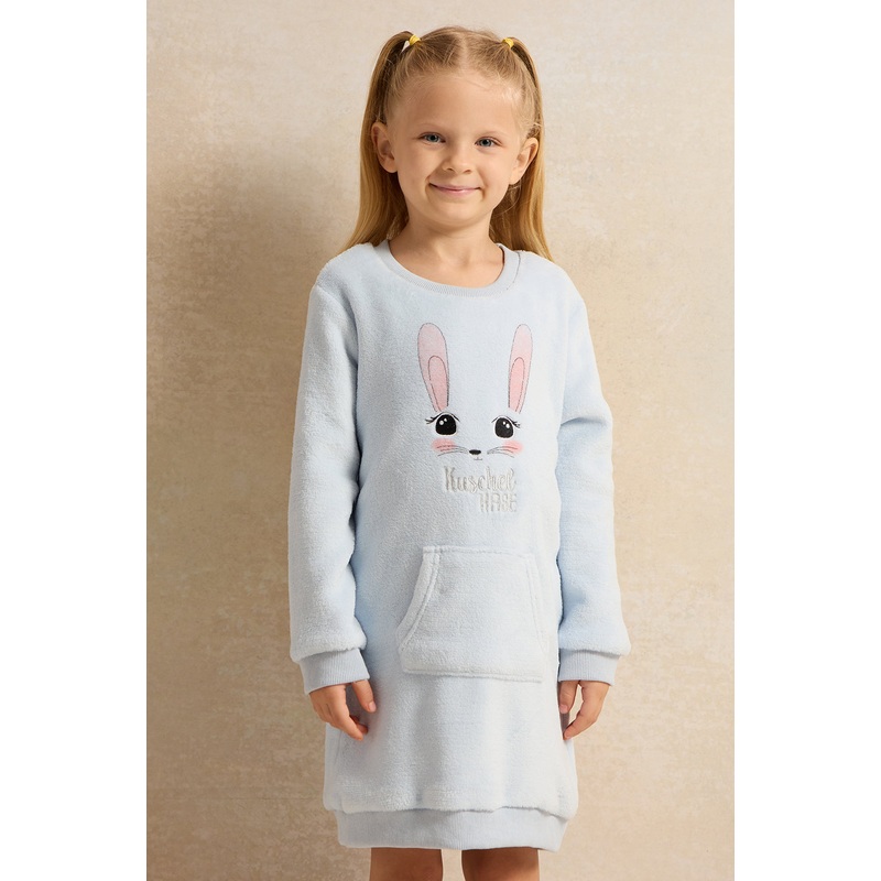 Girls Blue Printed  Nightshirt