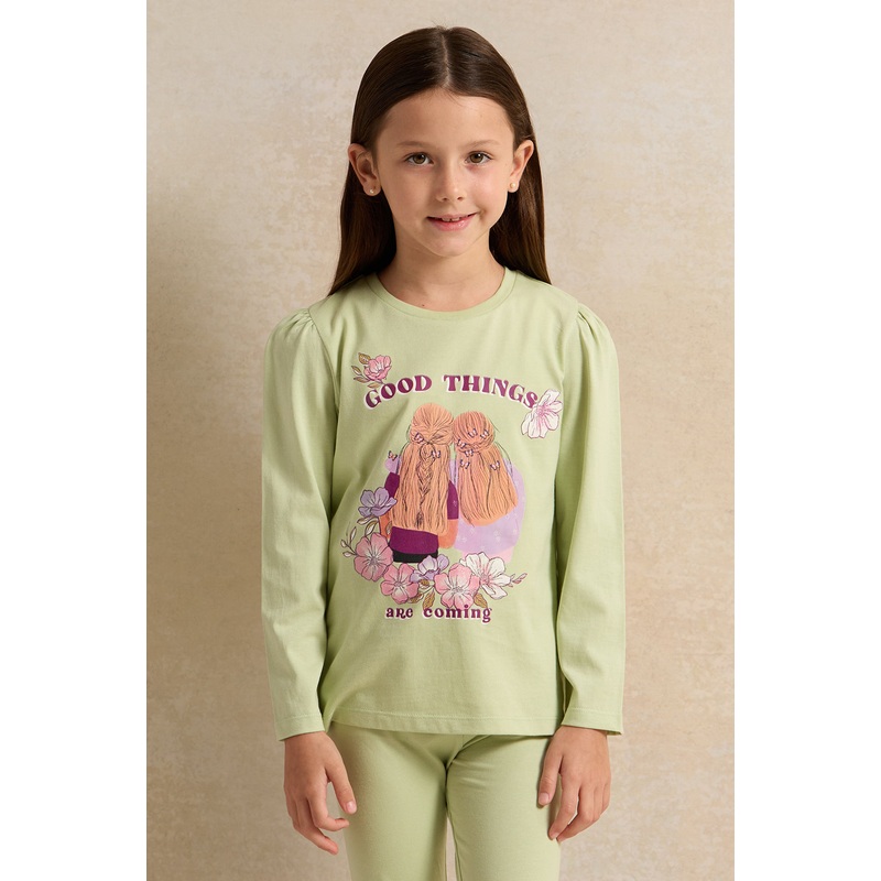 Girls Green Printed T-Shirt|2-3 Years|3-4 Years|4-5 Years|5-6 Years|6-7 Years|7-8 Years