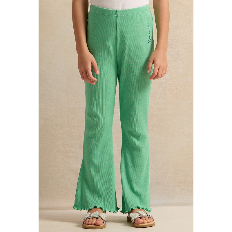 Girls Green Ribbed Leggings|2-3 Years|3-4 Years|4-5 Years|5-6 Years|6-7 Years|7-8 Years