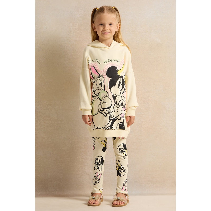 Girls Ivory Mickey Mouse Print Casual Set (2 Piece)