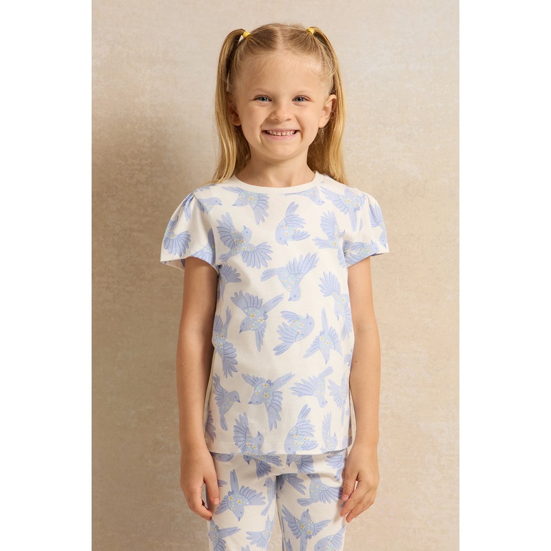 Girls White Bird All Over Print T-Shirt