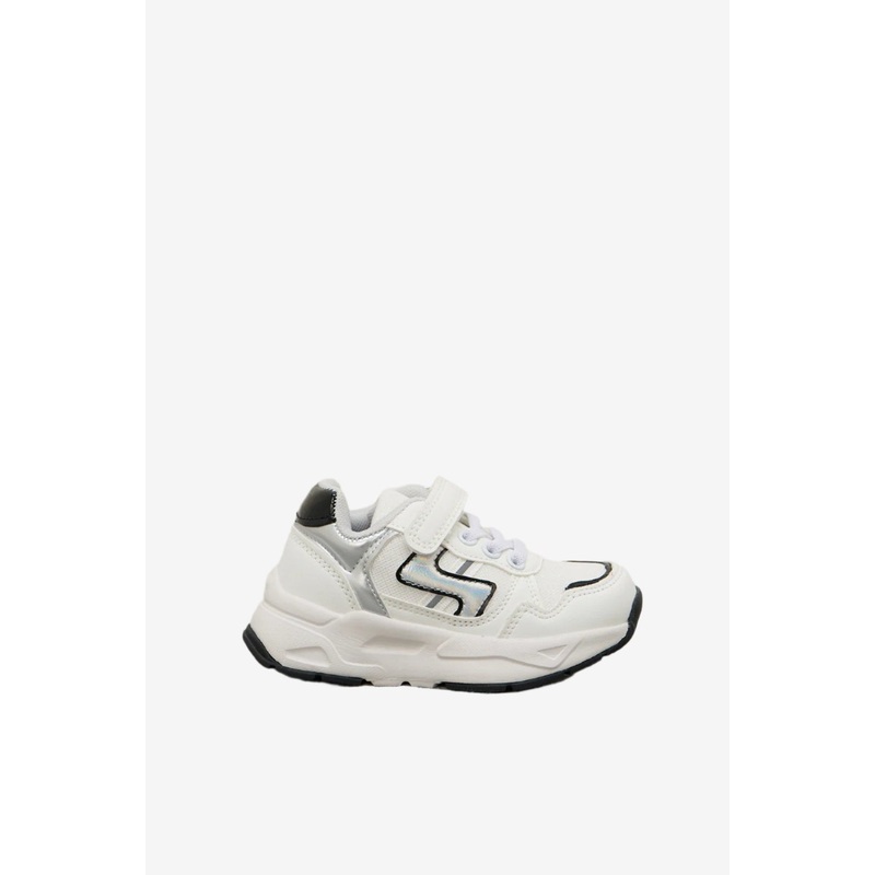 Girls White Chunky Velcro Trainer