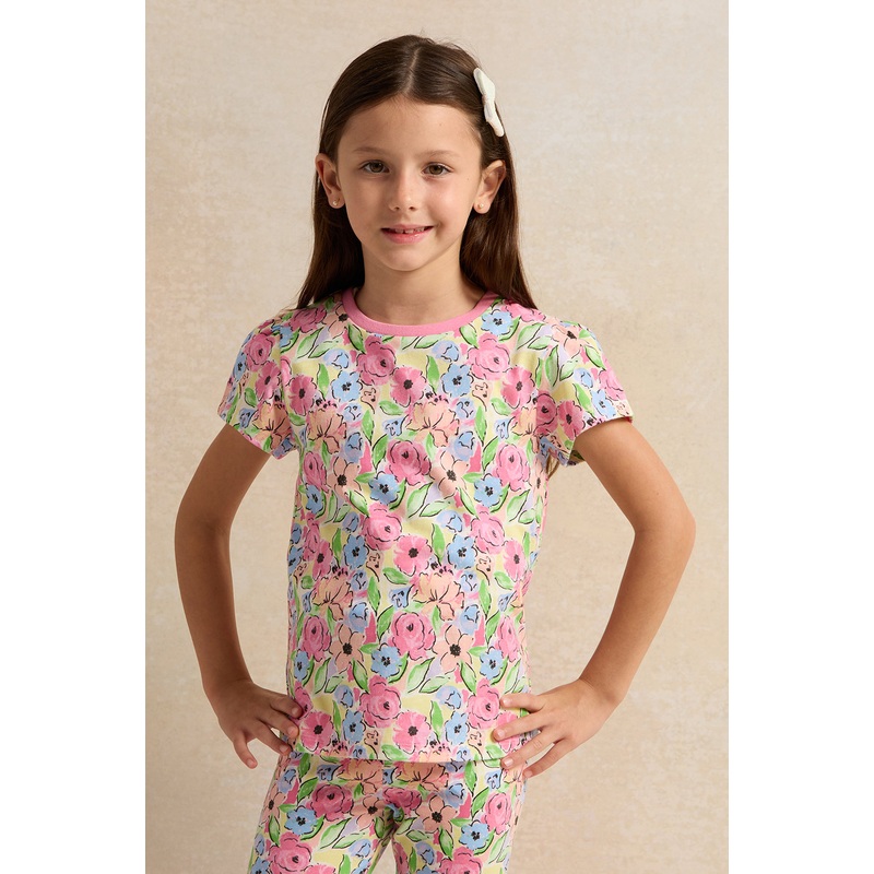 Girls White Floral T-Shirt|2-3 Years|3-4 Years|4-5 Years|5-6 Years|6-7 Years|7-8 Years