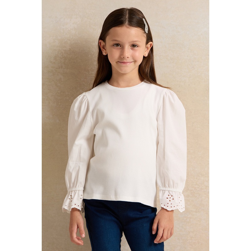 Girls White Long Sleeve Top|2-3 Years|3-4 Years|4-5 Years|5-6 Years|6-7 Years|7-8 Years