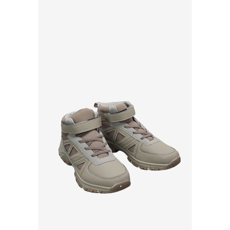 Senior Boys Beige Material Block High top Sneakers