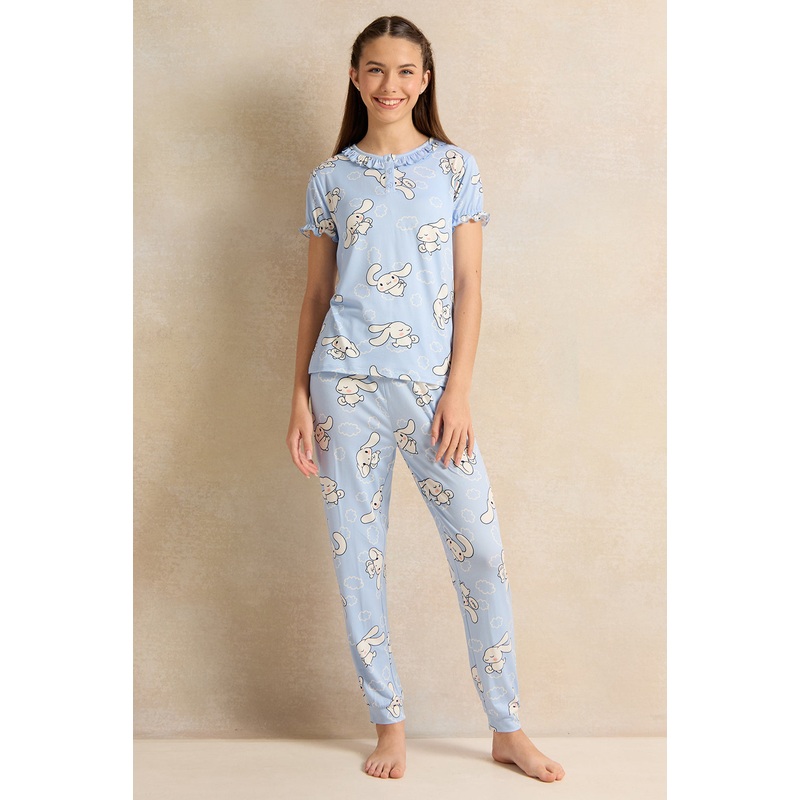 Senior Girls Blue Bunny Print Yummy Pajama Set (2 Piece)