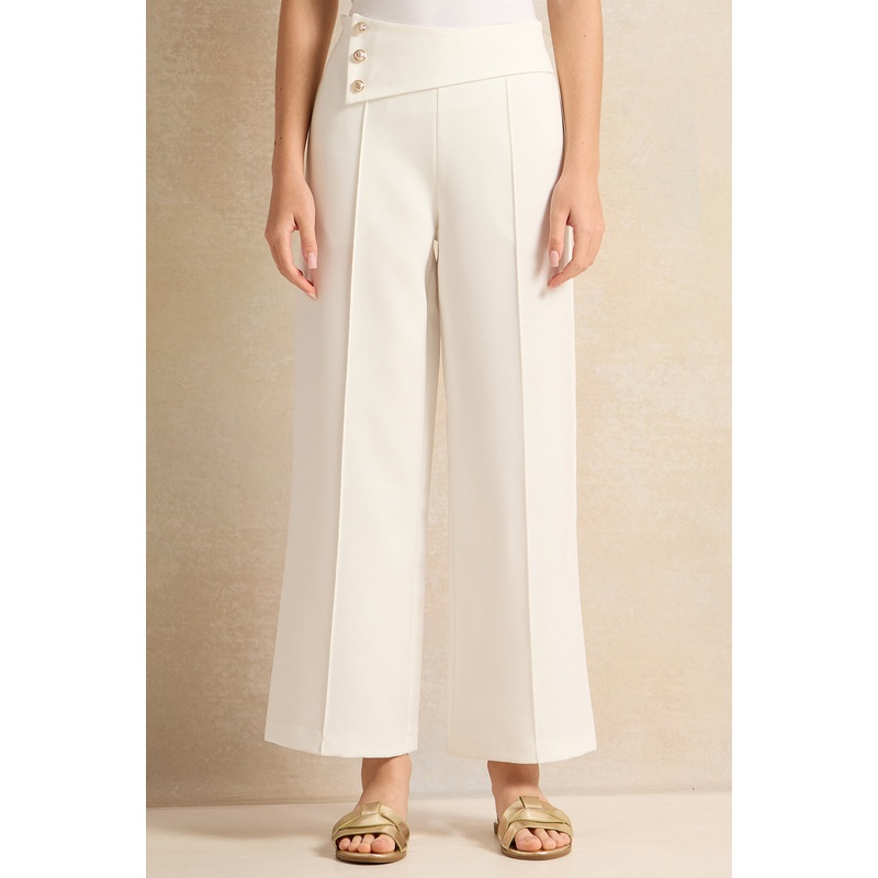 Senior Girls Cream Pants With Gold Buttons