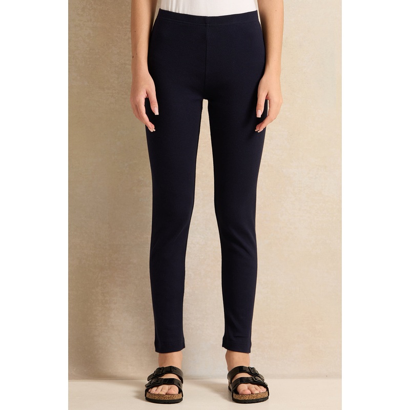 Senior Girls Navy Solid Rib Leggings