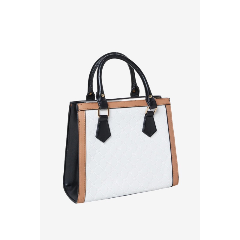 White Beige Ladies Handbag