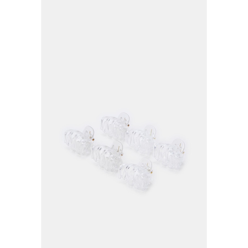 Women White Solid Hair Claw Set (6 Piece)